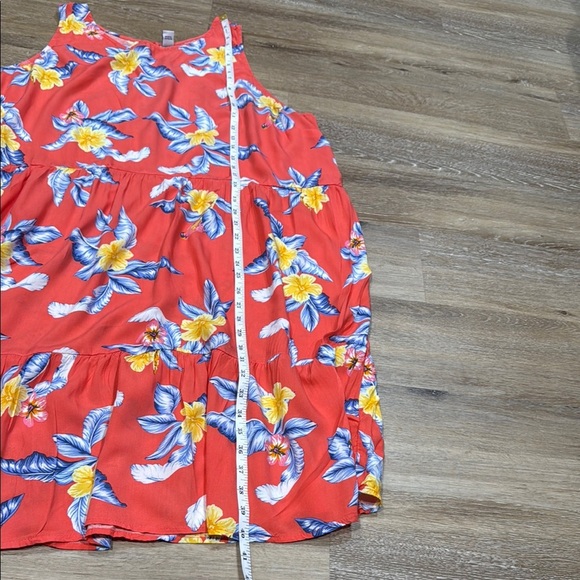Old Navy Size XXL Sleeveless Tiered Swing Floral Midi Dress - Red and Blue - Picture 7 of 8